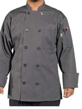 Uncommon Chef Orleans 488 Unisex Customizable Long Sleeve Chef Coat Slate Grey